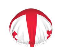 Flag Of Georgia Shower Caps For Women, Elastic And Reusable Bath Caps, Double Waterproof Layers Shower Cap, Bathing Shower Caps