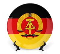 Flag of German Democratic Republic Trendy Bone China Decorative Plate with Display Stand Ceramic Decor Plate Art Crafts 7inch