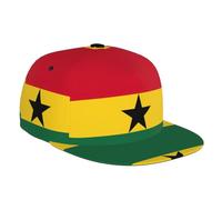 Flag of Ghana Adjustable Snapback Hat Cap, Unisex Hip Hop Baseball Cap with Classic Rock Brim Trucker Black, Black, One size