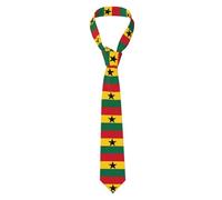 Flag of Ghana Men's Necktie.Menâ€™s All-Over Print Necktie 100% Polyester Business Wedding Gift Soft Drape.