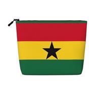 Flag of Ghana Portable Makeup Case Fake Hemp, Women's Travel Organizer Large Capacity Zippered Pouch