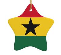 Flag of Ghana Print Christmas Decorations Hanging Christmas Tree Pendant Car Interior Decor Women Car Accessories