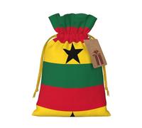 Flag Of Ghana Print Christmas Drawstring Present Bag, Reusable Holiday Goodie Bag For Presents