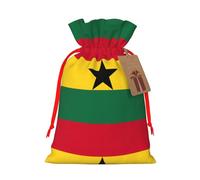 Flag Of Ghana Print Christmas Drawstring Present Bag, Reusable Holiday Goodie Bag For Presents