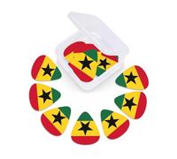 Flag of Ghana print Guitar Picks 12 Pack, Mixed (0.46-0.96mm) with Storage Case for Guitar,ukulele