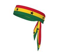Flag Of Ghana Print Head Tie Headbands, Ninja Karate Tie, Athletic Sweatbands,Sweat Wicking Workout Head Band