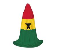 Flag Of Ghana Print Long Cape With Hood,Vampire And Halloween Costumes,Perfect For Role Play And Parties