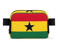 Flag of Ghana Print Waterproof Sling Bag with Large Opening Side Bag Durable Waist Pack for Running Cycling Travel