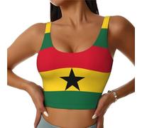 Flag of Ghana Print Women's Sports Vest - Stylish Lightweight Athletic Tank for Yoga Fitness, Workout Top, Black, L