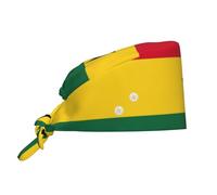 Flag of Ghana Print Working Cap Scrub Cap with Sweatband Adjustable Unisex Men Women Tie Back Hat Nurse Working Caps