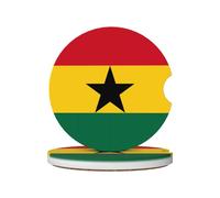 Flag of Ghana Prints Ceramic car coasters (2-pack) absorb moisture, are non-slip and easy to clean for cars, trucks, and boats.