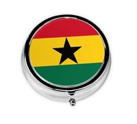 Flag of Ghana Round mini Pill Box, Lightweight and Portable, with 3 Plastic Inserts, Suitable for Carrying in Pockets or Wallets.