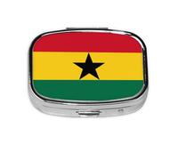 Flag of Ghana Square Pill Box Lightweight and Portable, with 2 Plastic Inserts, Suitable for Carrying in Pockets or Wallets.