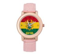 Flag of Ghana Women's Wrist Watch Easy Reader with Leather Strap Analog Display Wonderful Ladies Gifts