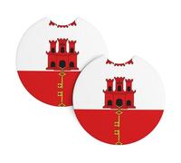Flag of Gibraltar Print Car Cup Holder Coasters 2 Pack - 2.7 in Auto Cup Holder Pad with A Finger Notch,for Women Men