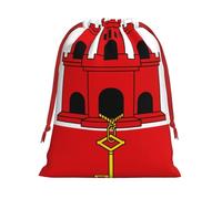 Flag of Gibraltar Print Drawstring Bag wrap, String Pouches, Premium Packaging Bags for Business & Events M