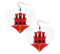 Flag of Gibraltar Prints Stylish Heart-Shaped Earrings Lightweight Women'S Accessories Perfect For Parties And Valentine'S Day.