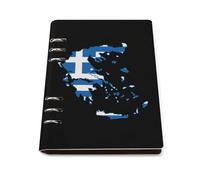 Flag of Greece Map Leather Refillable Notebook with 90 Sheets Travel A5 Notebooks Writing Journal Personal Planner