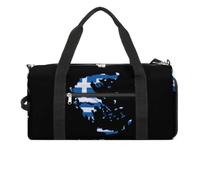 Flag of Greece Map Travel Duffle Bag with Shoes Compartment