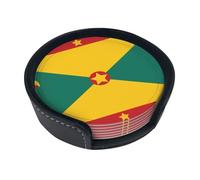 Flag of Grenada 6-piece coaster set with storage box, suitable for all kinds of cups.