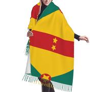Flag of Grenada cashmerette fringed scarf.OversizedPlushWrap,Autumn,Winter Essential.