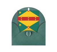 Flag of Grenada Greeting card, blank inner page, includes envelope, 10 cm x 15 cm, for anniversary and party invitations.