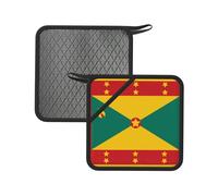 Flag of Grenada Printed Square Silicone Hot Mat (7.1 inches) - Suitable for Frying Pans, Ovens, Grills, Kitchen Tables
