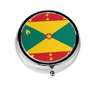 Flag of Grenada Round Pill boxï¼ŒPill Boxï¼Œ Portable On-The-Go Pocket Pharmacy,