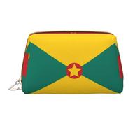 Flag of Grenada Zipper Closure Leather Portable Waterproof Cosmetic Bag for Home Travel to Organize Toiletries Sundries