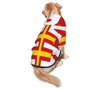 Flag of Guernsey Islands Dog Hoodie – Soft & Breathable Polyester Pet Clothes for Medium, and Large Dogs