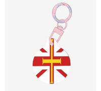 Flag of Guernsey Islands Dog Tags Round Pet Tag,Acrylic Pet ID Tags Durable and Stylish,Perfect for Small to Large Pets