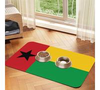 Flag of Guinea-Bissau Pet Absorbent Leather Tablecloth 40x60cm with Non-Slip Rubber Base for Cats and Dogs