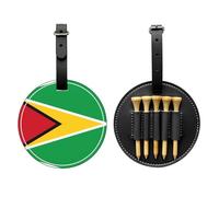 Flag of Guyana Black Golf tee Storage Bag, Multifunctional Golf tee Storage Bag for Men, Durable PU Material