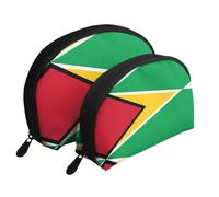 Flag of Guyana Moon Cosmetic Bag, Travel Makeup Pouch, Portable Waterproof Cosmetic Pouch for Girls Women., Flag Of Guyana, One Size