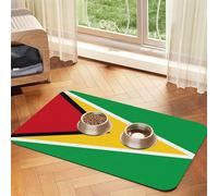 Flag of Guyana Pet Absorbent Leather Placemat 30x45cm Beautiful Design Cat and Dog Bowl Mat Portable Storage