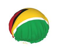 Flag of Guyana Printed shower cap, reusable, specially designed for women's long hair, double-layer structure, suitable for bathing.