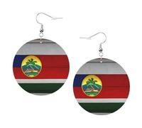 Flag Of Hawaii American Leather Round Earrings Color Valentine'S Day Festival Activities Fashion Women'S