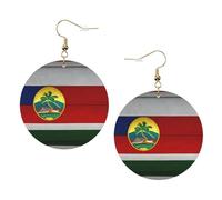 Flag Of Hawaii American Leather Round Earrings Color Valentine'S Day Festival Activities Fashion Women'S