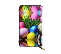 Flag of Hawaii American Leather Wallets for Women Man, Wallets Large Billfold with 12 Card Slots,Wallet Passport wallet, Colorful Easter Eggs, One Size