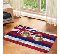 Flag of Hawaii American Pet Absorbent Leather Placemat 40x60cm Beautiful Design Cat and Dog Bowl Mat Portable Storage