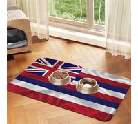 Flag of Hawaii American Pet Feeding Mat Dog Cat Eating Food Absorbent Leather Tablecloth for and Water Bowl Waterproof No Stains Quick Dry Non-Slip 17.72 * 11.8IN