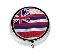Flag of Hawaii American Pill Box Organizer - Round Pill Box, Daily Portable Pharmaceutical Vitamin Box