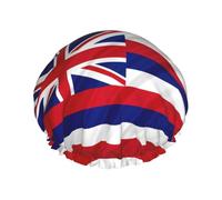 Flag Of Hawaii American Print Bath Hair Cap Double Layer Shower Cap For Women And Men Reusable Lightweight Soft