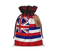 Flag Of Hawaii American Print Christmas Wrapping Bags Xmas Drawstring With Gift Bags Christmas Presents & Party