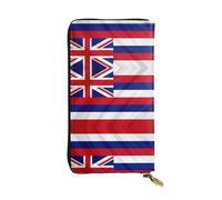 Flag of Hawaii American Print Leather Long Clutch Wallet – Fashionable Personalized Wallet, Multiple Card Slots, Gift Ready, Black, One Size