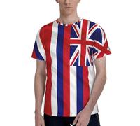 Flag of Hawaii American Print Men Short Sleeve Crew Neck T-Shirt Stylish Casual Summer Various Occasions Wear Black