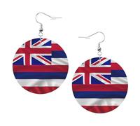Flag Of Hawaii American Print Piercing Round Leather Earrings Set 1 Pair Stylish Leather Earrings Dangle Hoop For Women Jewelry Gifts