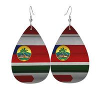 Flag of Hawaii American Printed Teardrop Leather Earrings, Fashion Water Drop Dangle Accessory for Holiday Party