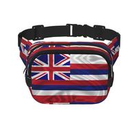 Flag of Hawaii American Square Double-Layer Waist Bag with All-Over Print,Durable Twill Fabric, Multi-Pocket Fanny Pack for Outdoor Sports Travel
