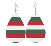 Flag of Hungary Leather Earring Pairs Teardrop Faux Leather Earrings Set for Women Lightweight Leather Dangle Drop Earrings.
